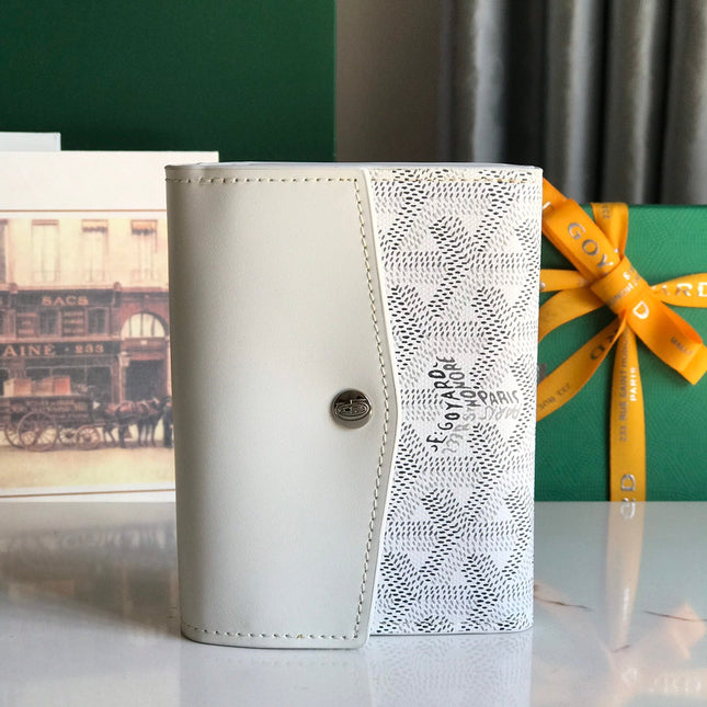 SAINT-GABRIEL WALLET 12 IN WHITE CALFSKIN AND GOYARDINE CANVAS