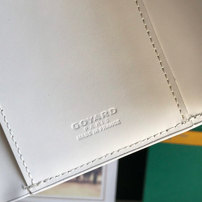 SAINT-GABRIEL WALLET 12 IN WHITE CALFSKIN AND GOYARDINE CANVAS
