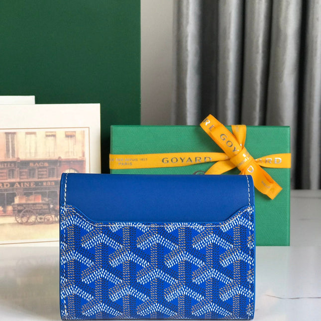 SAINT-GABRIEL WALLET 12 IN SAPPHIRE BLUE CALFSKIN AND GOYARDINE CANVAS
