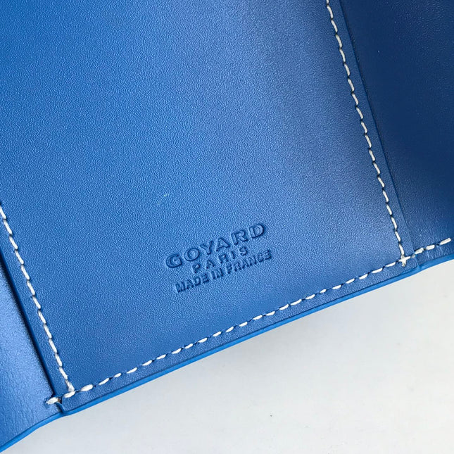 SAINT-GABRIEL WALLET 12 IN SAPPHIRE BLUE CALFSKIN AND GOYARDINE CANVAS