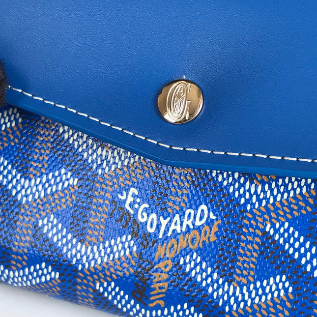SAINT-GABRIEL WALLET 12 IN SAPPHIRE BLUE CALFSKIN AND GOYARDINE CANVAS