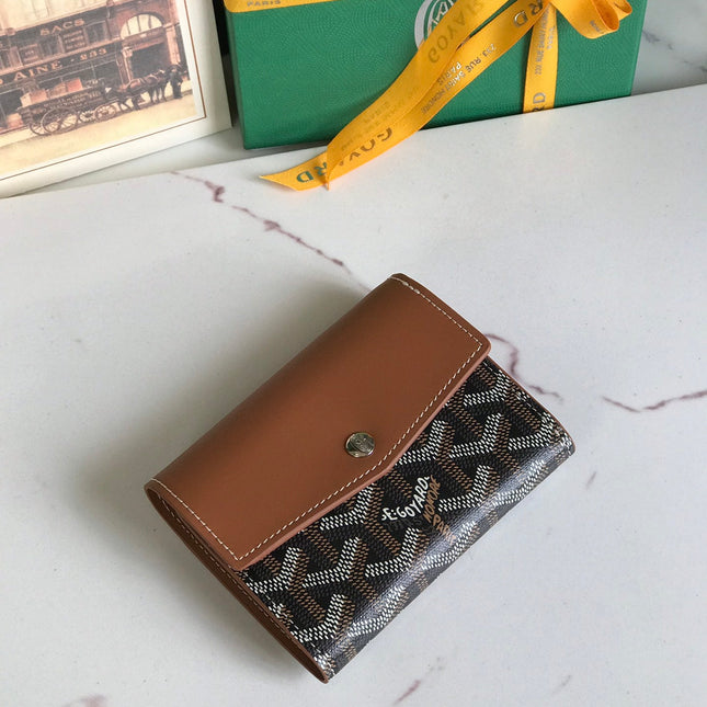 SAINT-GABRIEL WALLET 12 IN TAN CALFSKIN AND BLACK GOYARDINE CANVAS