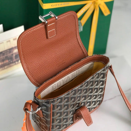 GRAND BLEU 16 IN BLACK GOYARDINE CANVAS AND TAN LAMBSKIN