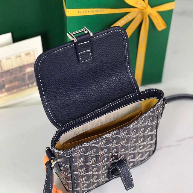 GRAND BLEU 16 IN NAVY BLUE GOYARDINE CANVAS AND LAMBSKIN