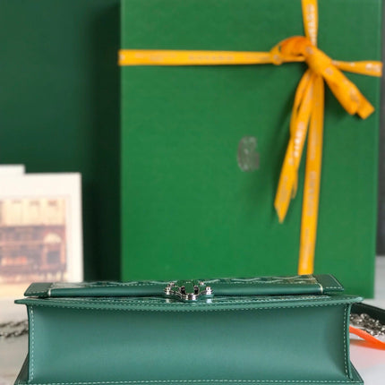 DUCHESSE MARIE-CAROLINE BAG 25 IN GREEN GOYARDINE CANVAS AND SMOOTH CALFSKIN