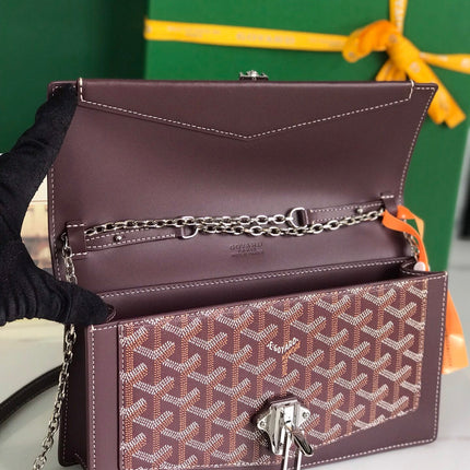 DUCHESSE MARIE-CAROLINE BAG 25 IN WINE RED GOYARDINE CANVAS AND SMOOTH CALFSKIN