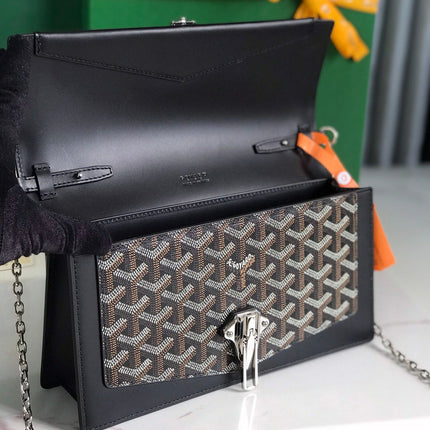 DUCHESSE MARIE-CAROLINE BAG 25 IN BLACK GOYARDINE CANVAS AND SMOOTH CALFSKIN