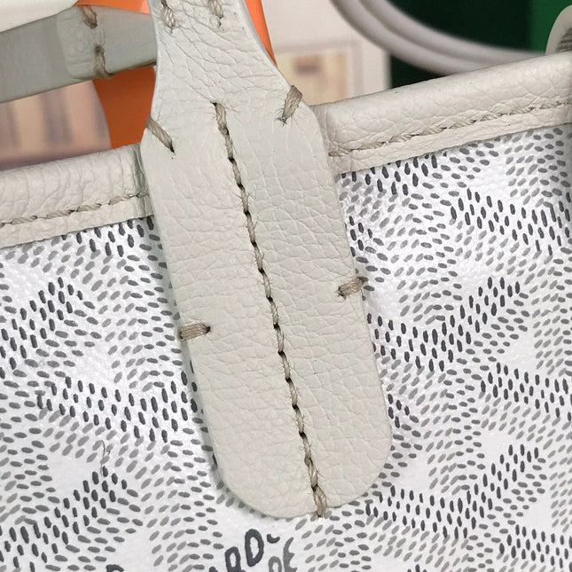 ANJOU MINI BAG 20 IN WHITE CALFSKIN AND GOYARDINE CANVAS