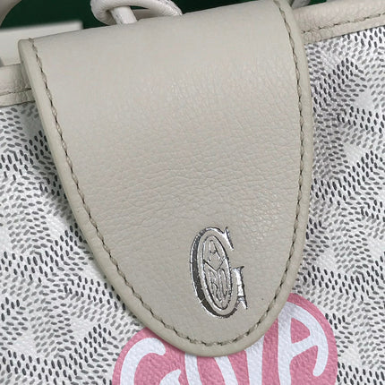 ANJOU MINI BAG 20 IN WHITE CALFSKIN AND GOYARDINE CANVAS