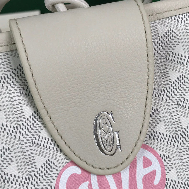 ANJOU MINI BAG 20 IN WHITE CALFSKIN AND GOYARDINE CANVAS