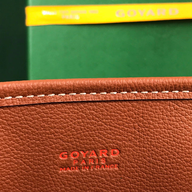ANJOU MINI BAG 20 IN TAN CALFSKIN AND BLACK GOYARDINE CANVAS