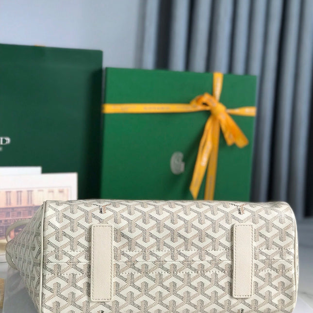 ROUETTE SOUPLE BAG 30 IN WHITE GOYARDINE CANVAS AND CALFSKIN