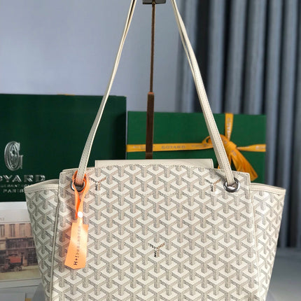 ROUETTE SOUPLE BAG 30 IN WHITE GOYARDINE CANVAS AND CALFSKIN