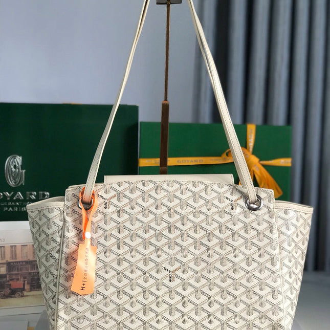 ROUETTE SOUPLE BAG 30 IN WHITE GOYARDINE CANVAS AND CALFSKIN