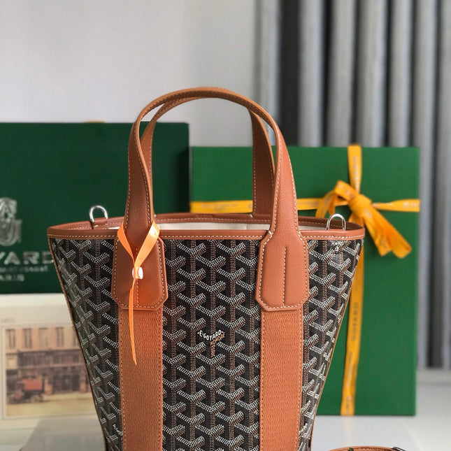 SMALL BELHARRA 24 IN BLACK GOYARDINE CANVAS AND TAN LAMBSKIN