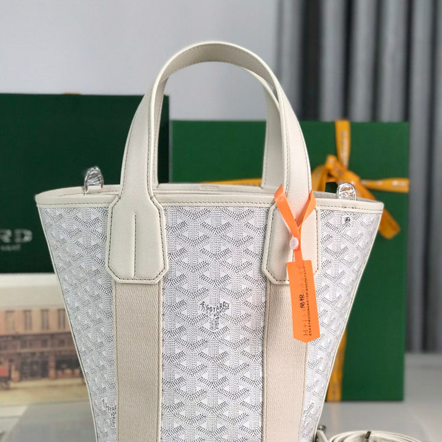 SMALL BELHARRA 24 IN WHITE GOYARDINE CANVAS AND LAMBSKIN