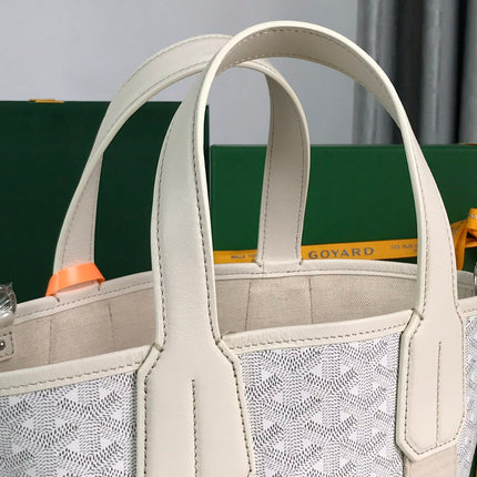 SMALL BELHARRA 24 IN WHITE GOYARDINE CANVAS AND LAMBSKIN