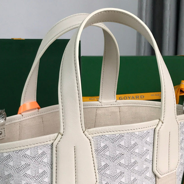 SMALL BELHARRA 24 IN WHITE GOYARDINE CANVAS AND LAMBSKIN