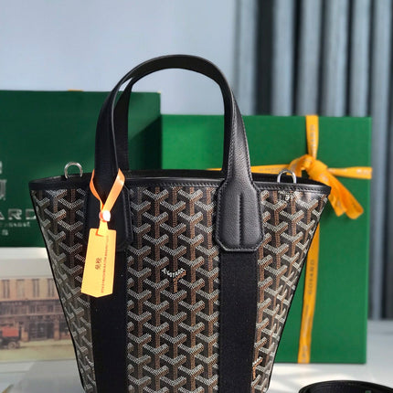 SMALL BELHARRA 24 IN BLACK GOYARDINE CANVAS AND LAMBSKIN