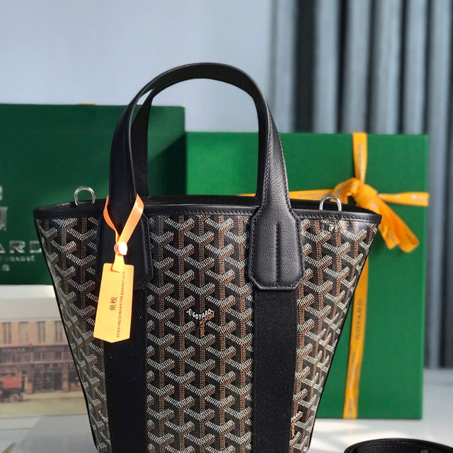 SMALL BELHARRA 24 IN BLACK GOYARDINE CANVAS AND LAMBSKIN