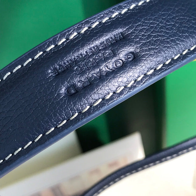 SMALL BELHARRA 24 IN NAVY BLUE GOYARDINE CANVAS AND LAMBSKIN