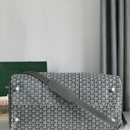 BOSTON 50 BAG IN GRAY GOYARDINE CANVAS AND CALFSKIN TRIM
