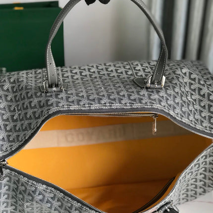 BOSTON 50 BAG IN GRAY GOYARDINE CANVAS AND CALFSKIN TRIM