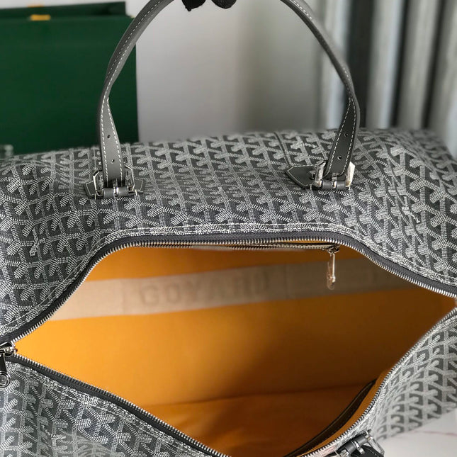 BOSTON 50 BAG IN GRAY GOYARDINE CANVAS AND CALFSKIN TRIM
