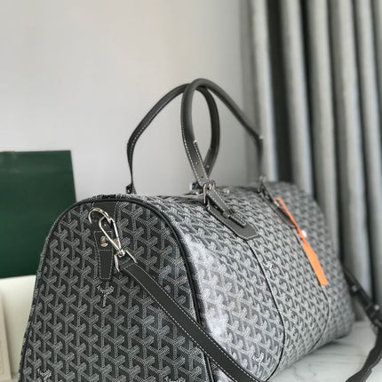 BOSTON 50 BAG IN GRAY GOYARDINE CANVAS AND CALFSKIN TRIM