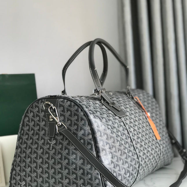 BOSTON 50 BAG IN GRAY GOYARDINE CANVAS AND CALFSKIN TRIM