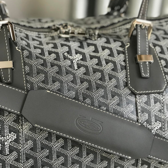 BOSTON 50 BAG IN GRAY GOYARDINE CANVAS AND CALFSKIN TRIM