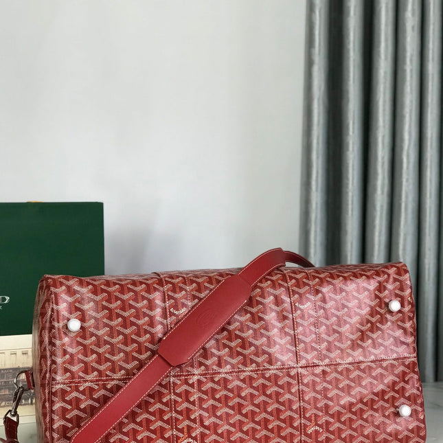 BOSTON 50 BAG IN RED GOYARDINE CANVAS AND CALFSKIN TRIM
