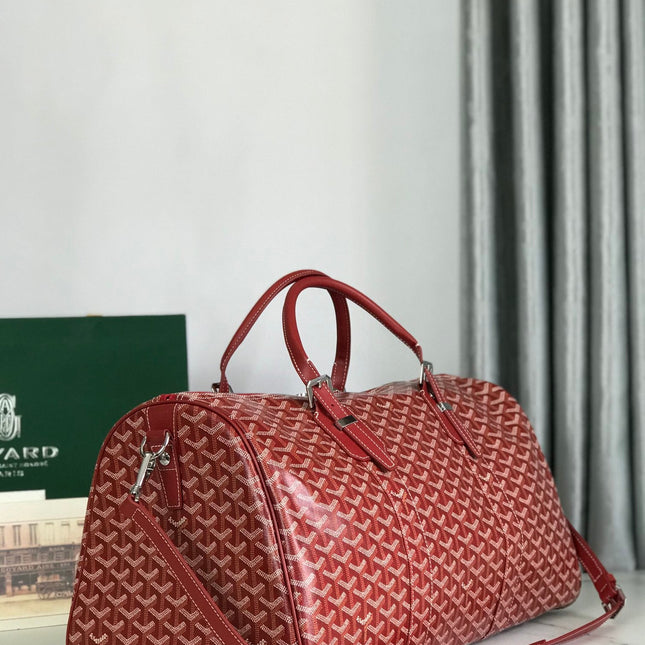 BOSTON 50 BAG IN RED GOYARDINE CANVAS AND CALFSKIN TRIM