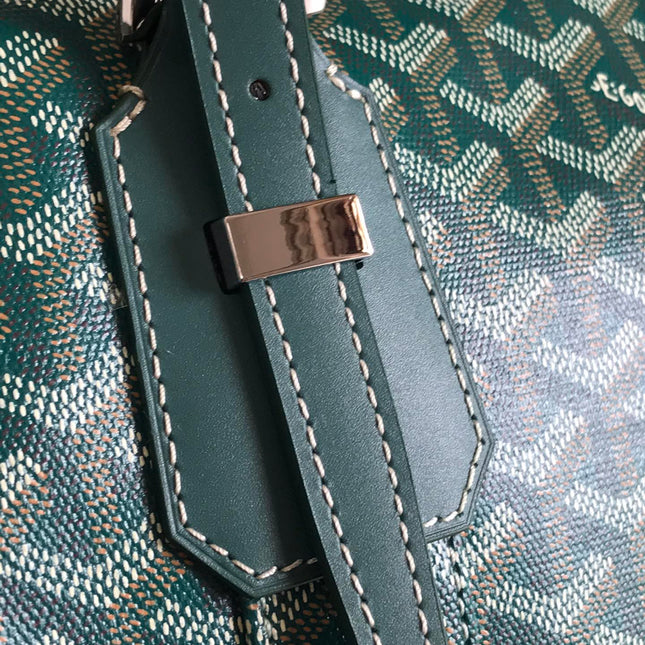 BOSTON 50 BAG IN GREEN GOYARDINE CANVAS AND CALFSKIN TRIM