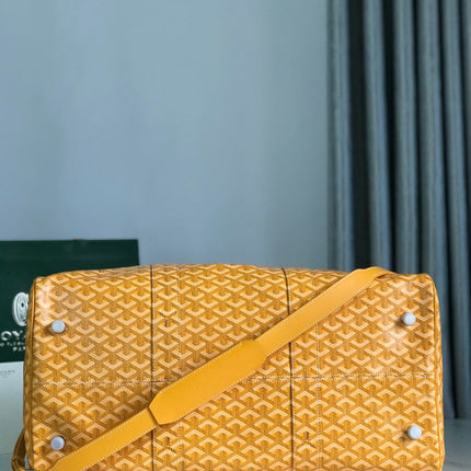 BOSTON 50 BAG IN YELLOW GOYARDINE CANVAS AND CALFSKIN TRIM