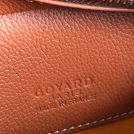 HIRONDELLE BAG 25 IN TAN LAMBSKIN AND BLACK GOYARDINE CANVAS