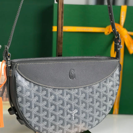 HIRONDELLE BAG 25 IN GRAY LAMBSKIN AND GOYARDINE CANVAS