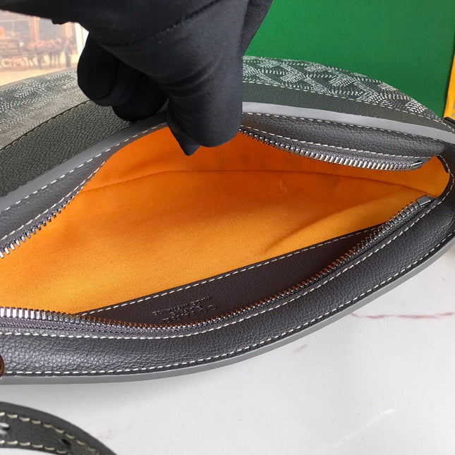 HIRONDELLE BAG 25 IN GRAY LAMBSKIN AND GOYARDINE CANVAS