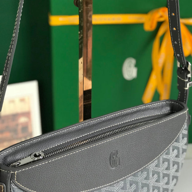 HIRONDELLE BAG 25 IN GRAY LAMBSKIN AND GOYARDINE CANVAS