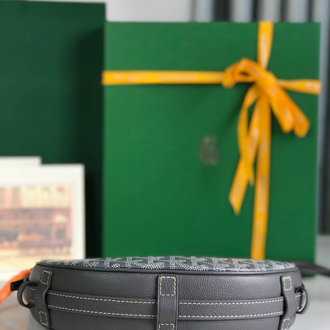 HIRONDELLE BAG 25 IN GRAY LAMBSKIN AND GOYARDINE CANVAS