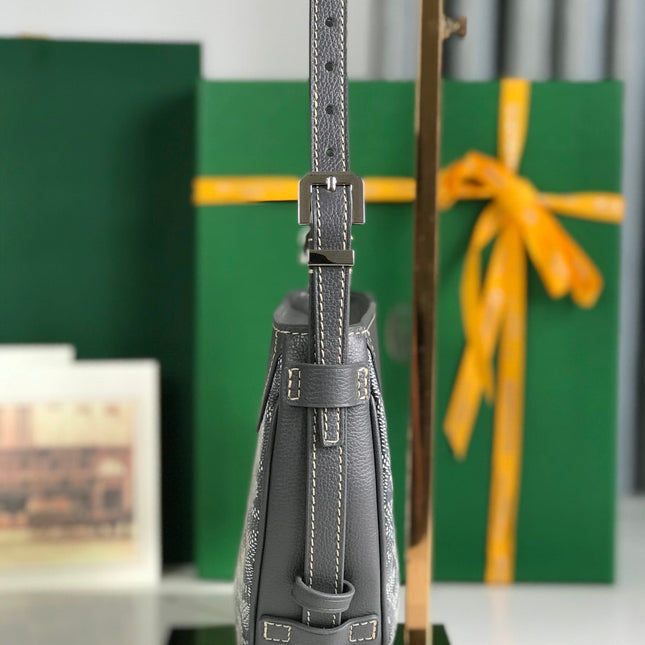 HIRONDELLE BAG 25 IN GRAY LAMBSKIN AND GOYARDINE CANVAS