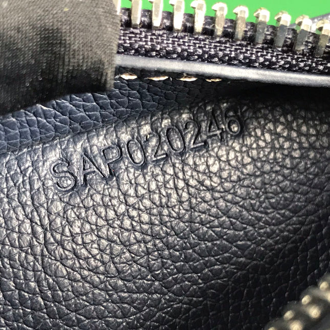 HIRONDELLE BAG 25 IN NAVY BLUE LAMBSKIN AND GOYARDINE CANVAS