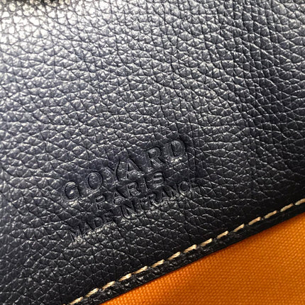 HIRONDELLE BAG 25 IN NAVY BLUE LAMBSKIN AND GOYARDINE CANVAS