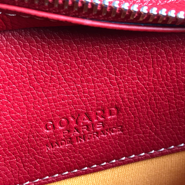 HIRONDELLE BAG 25 IN CLASSIC RED LAMBSKIN AND GOYARDINE CANVAS