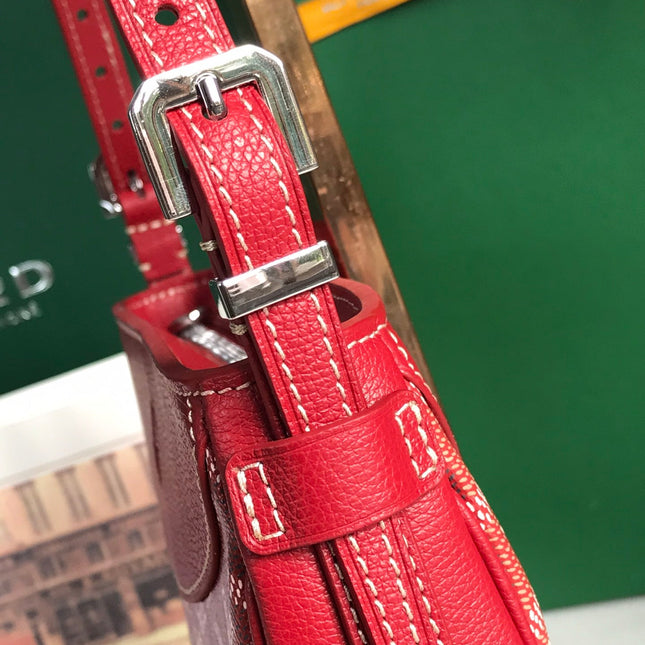 HIRONDELLE BAG 25 IN CLASSIC RED LAMBSKIN AND GOYARDINE CANVAS