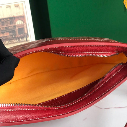 HIRONDELLE BAG 25 IN CLASSIC RED LAMBSKIN AND GOYARDINE CANVAS