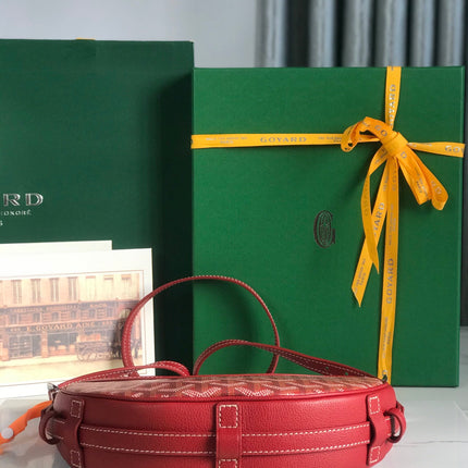 HIRONDELLE BAG 25 IN CLASSIC RED LAMBSKIN AND GOYARDINE CANVAS