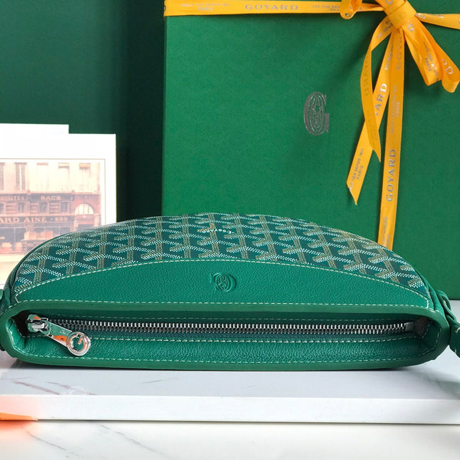 HIRONDELLE BAG 25 IN GREEN LAMBSKIN AND GOYARDINE CANVAS