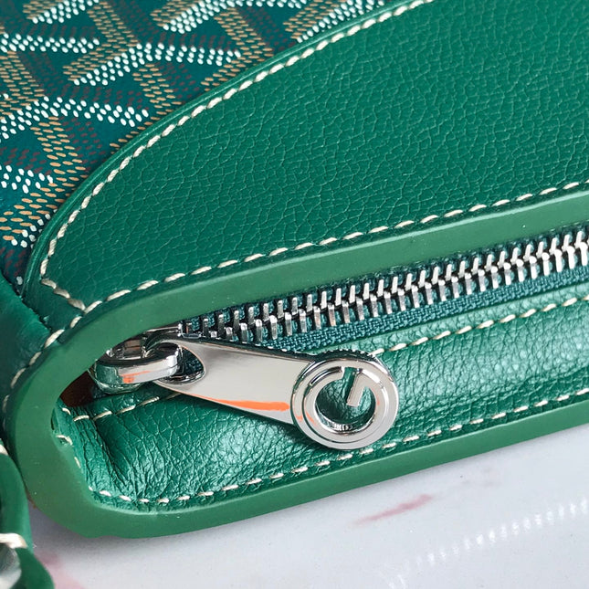 HIRONDELLE BAG 25 IN GREEN LAMBSKIN AND GOYARDINE CANVAS
