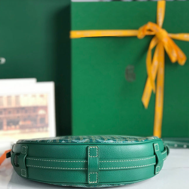 HIRONDELLE BAG 25 IN GREEN LAMBSKIN AND GOYARDINE CANVAS